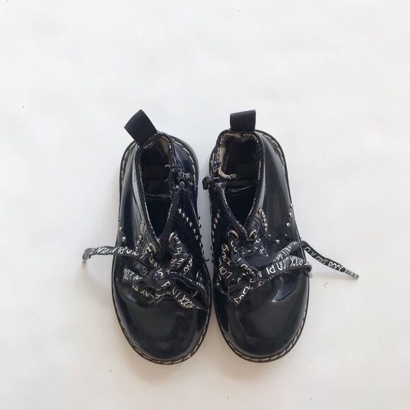 ZARA navy blue patent combat boots VGUC size 22(6.5) - Picture 3 of 6